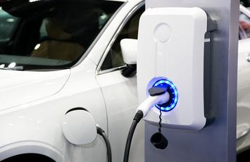 Electric car in electric recharging